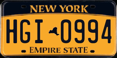 NY license plate HGI0994