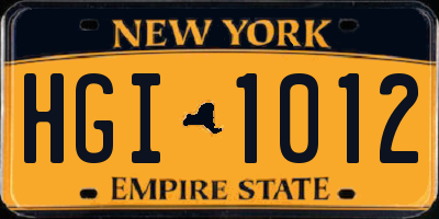 NY license plate HGI1012