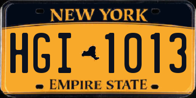 NY license plate HGI1013