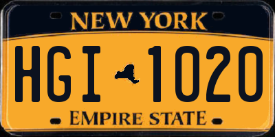NY license plate HGI1020