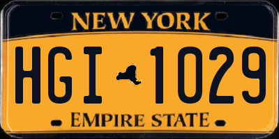 NY license plate HGI1029
