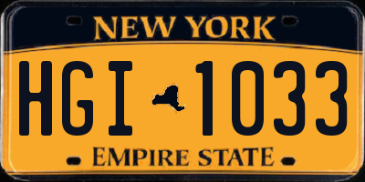 NY license plate HGI1033