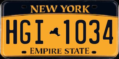 NY license plate HGI1034