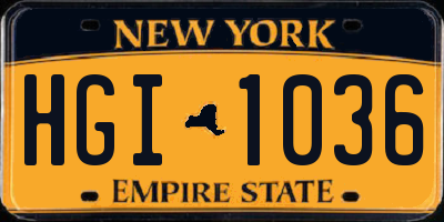 NY license plate HGI1036