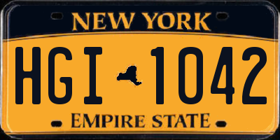 NY license plate HGI1042