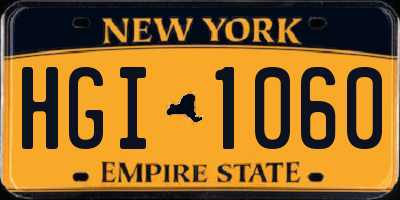 NY license plate HGI1060