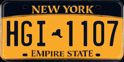NY license plate HGI1107