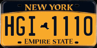 NY license plate HGI1110
