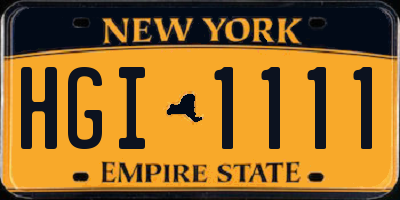 NY license plate HGI1111