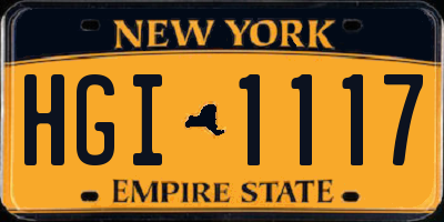 NY license plate HGI1117