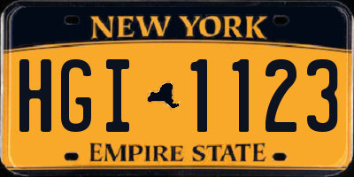 NY license plate HGI1123