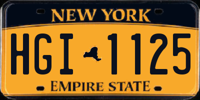 NY license plate HGI1125