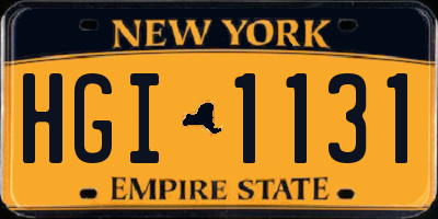 NY license plate HGI1131