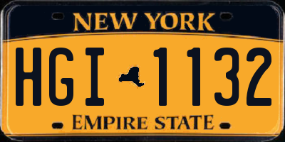 NY license plate HGI1132