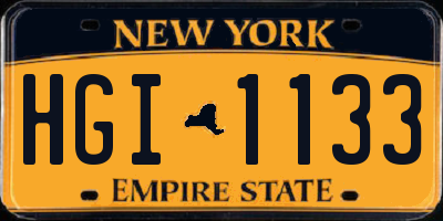 NY license plate HGI1133