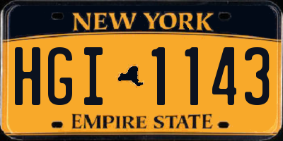 NY license plate HGI1143