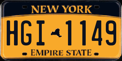 NY license plate HGI1149