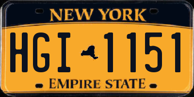 NY license plate HGI1151
