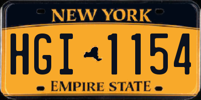 NY license plate HGI1154