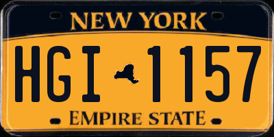 NY license plate HGI1157