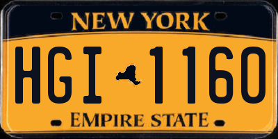 NY license plate HGI1160