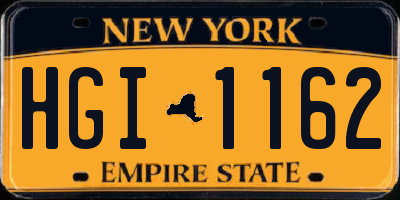 NY license plate HGI1162