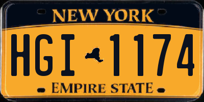 NY license plate HGI1174
