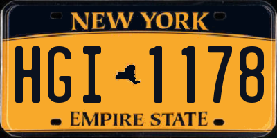 NY license plate HGI1178