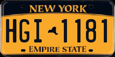 NY license plate HGI1181