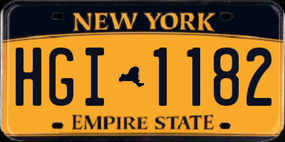 NY license plate HGI1182