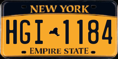 NY license plate HGI1184