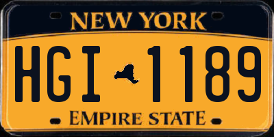 NY license plate HGI1189
