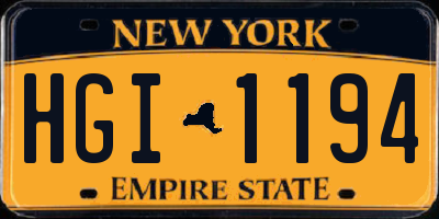 NY license plate HGI1194