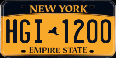 NY license plate HGI1200