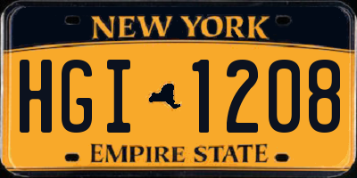 NY license plate HGI1208