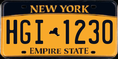 NY license plate HGI1230