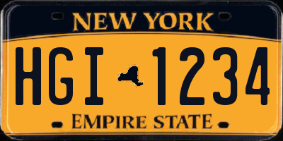 NY license plate HGI1234