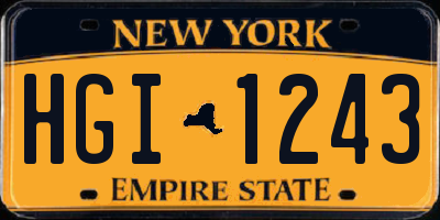 NY license plate HGI1243