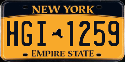 NY license plate HGI1259