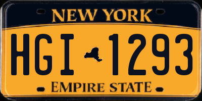 NY license plate HGI1293