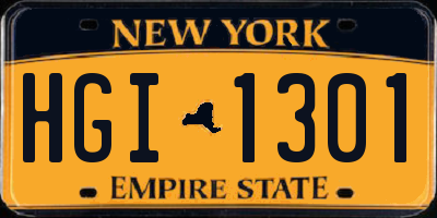 NY license plate HGI1301