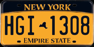NY license plate HGI1308