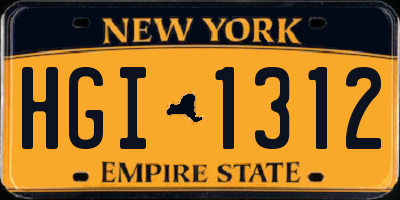 NY license plate HGI1312