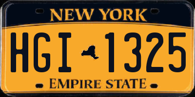NY license plate HGI1325