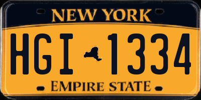 NY license plate HGI1334