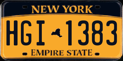 NY license plate HGI1383