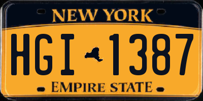 NY license plate HGI1387
