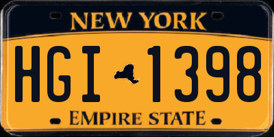 NY license plate HGI1398