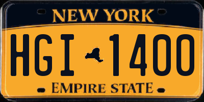 NY license plate HGI1400