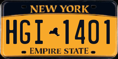 NY license plate HGI1401